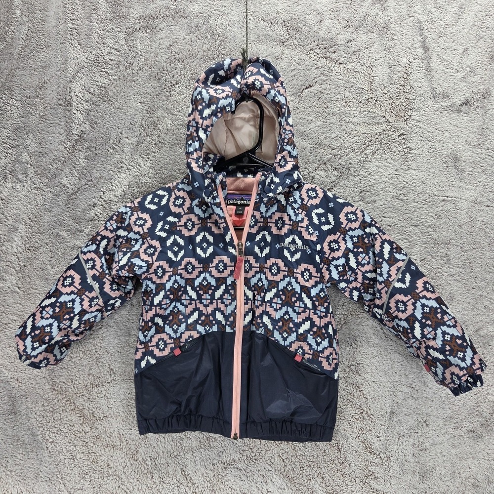 Patagonia Jacket Girls 4T Multicolor Geo Hooded Puffer Ski Winter 61115